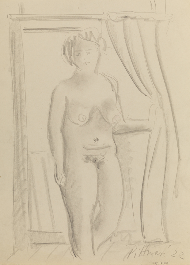 [Figure study: standing female nude]
