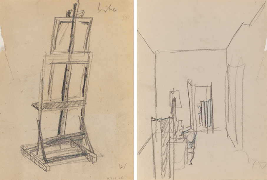 [Wooden easel] recto; [Interior] verso