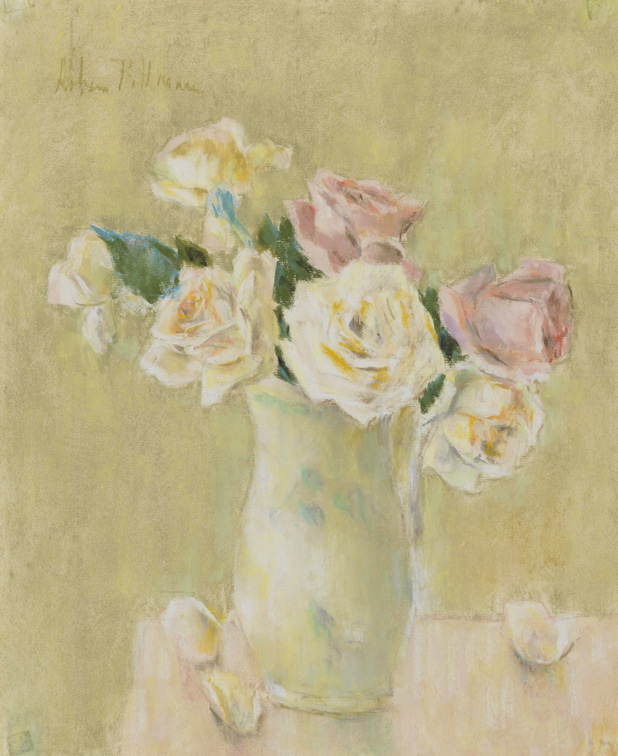 [Still life: roses in a white vase]