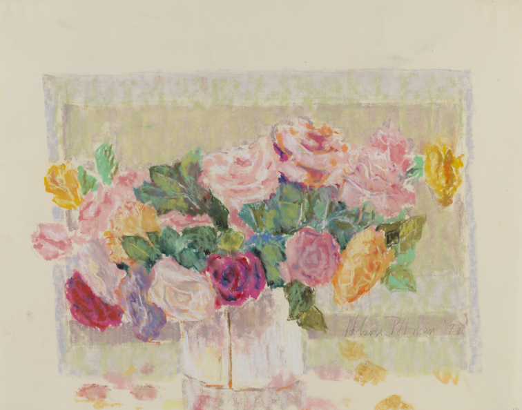[Still life: mixed roses in low vase]