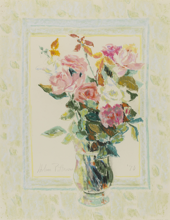 [Still life: flower bouquet with green border]