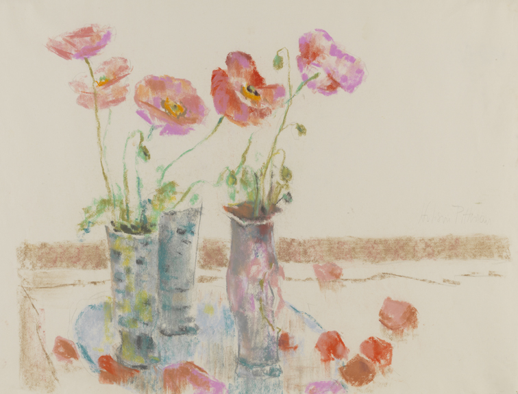 [Still life: poppies and three vases]