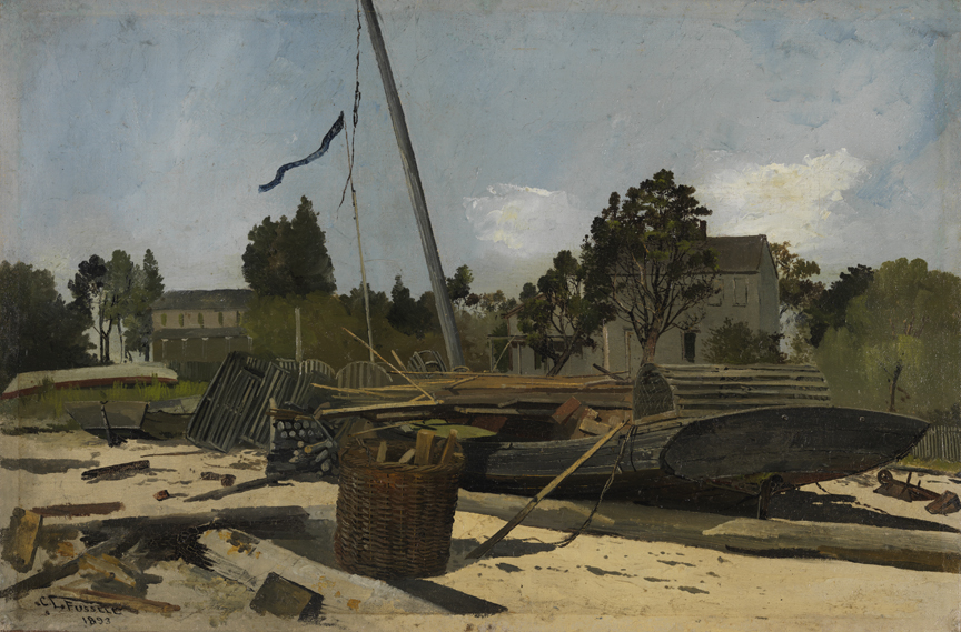 Beached Boat and Lobster Traps 