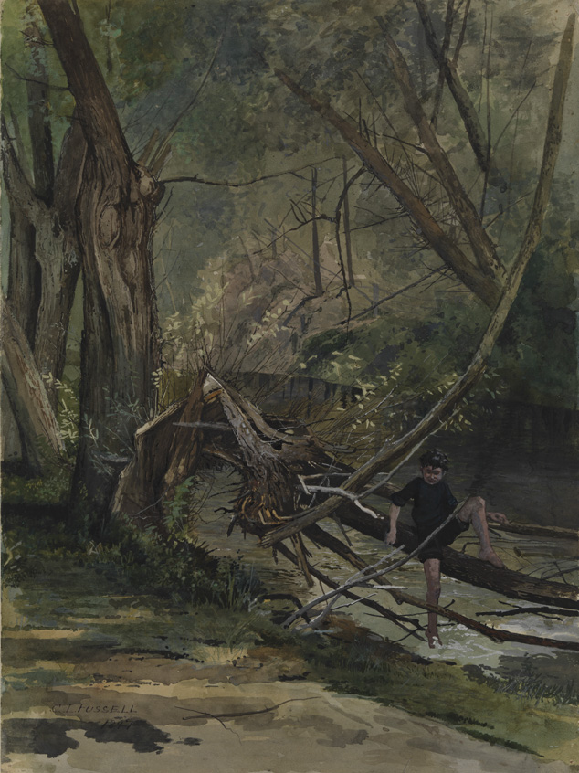 [Boy on a tree branch]