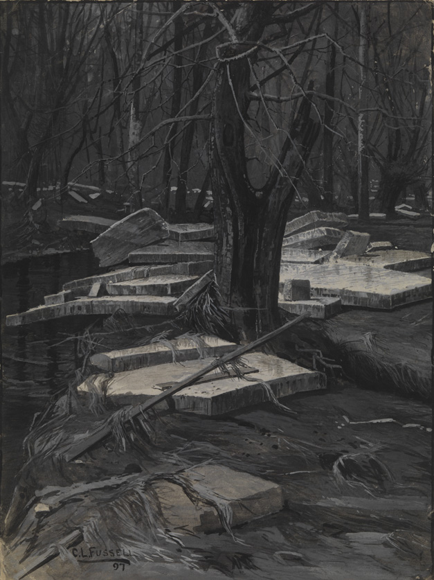 [Landscape with slabs by creek]