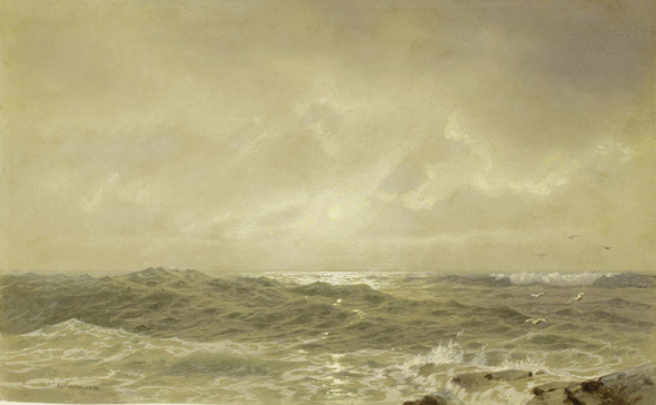 [Seascape with foreground rocks]