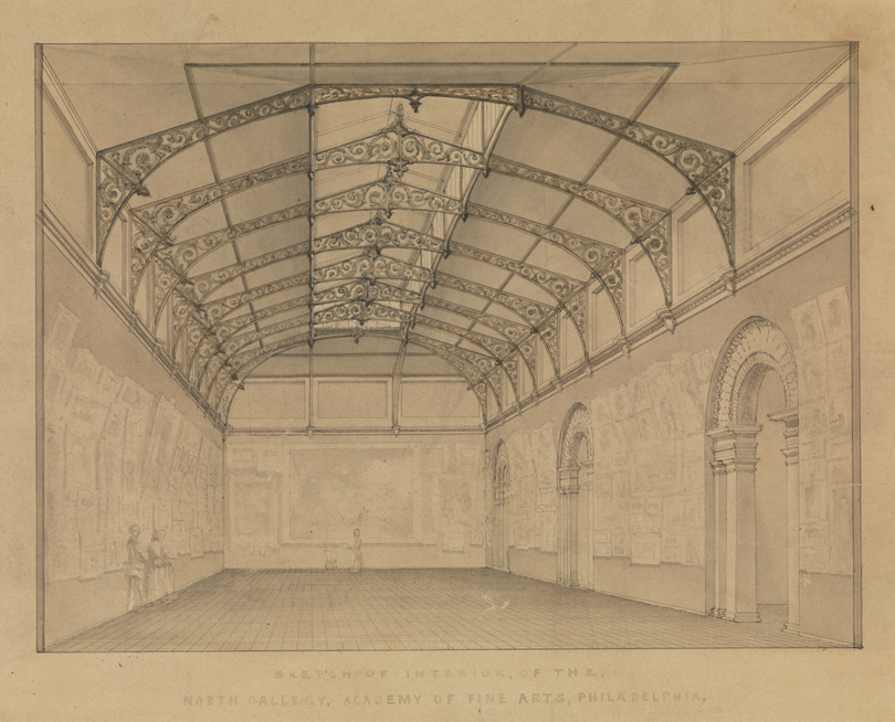 Sketch of the Interior of the North Gallery, Academy of Fine Arts, Philadelphia