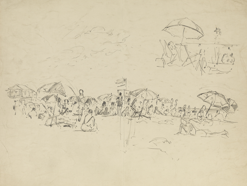[Sketches of people on a beach in New Jersey]