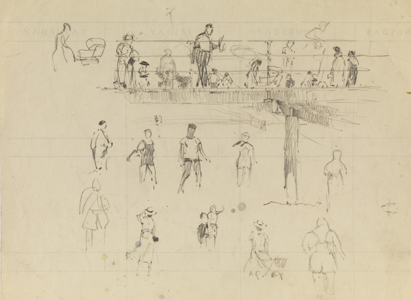 [Sketches of people on a New Jersey boardwalk]