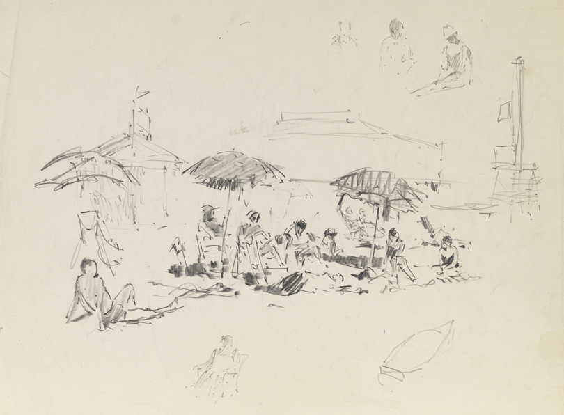 [Sketches of people on a beach in New Jersey]