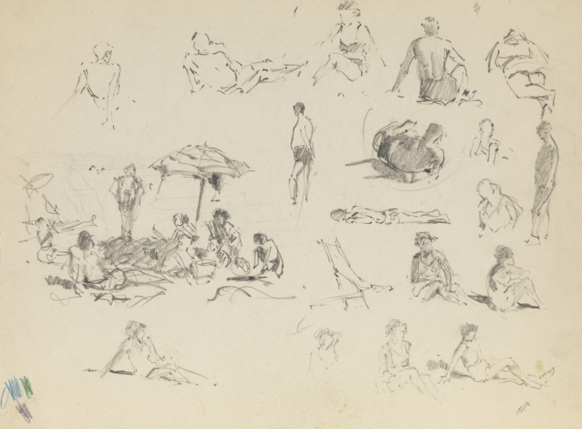 [Sketches of people on a beach in New Jersey]