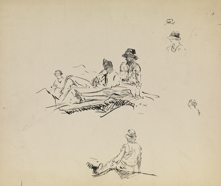 [Sketches of people reclining out of doors]