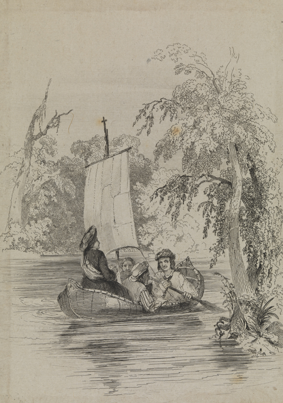 [Canoe with missionary and three passengers]