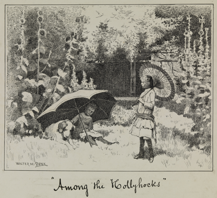 Among the Hollyhocks