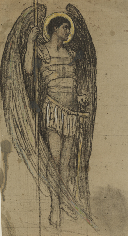 [All Angel's Church: standing male angel with sword]