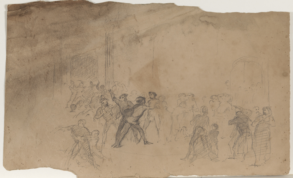 [Death of Hypatia: study of crowd]