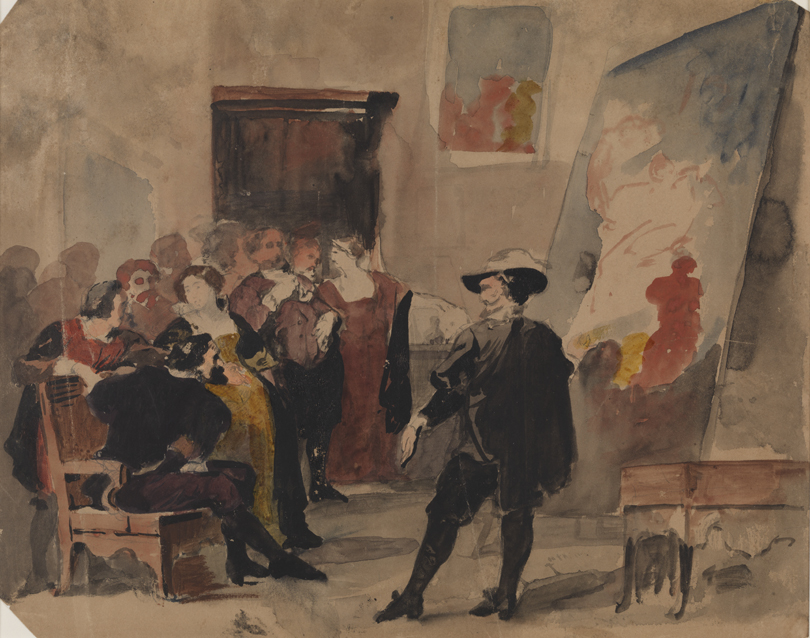 Rubens Presenting the Descent from the Cross to Antwerp [study]