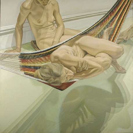 Two Female Models on Hammock and Floor