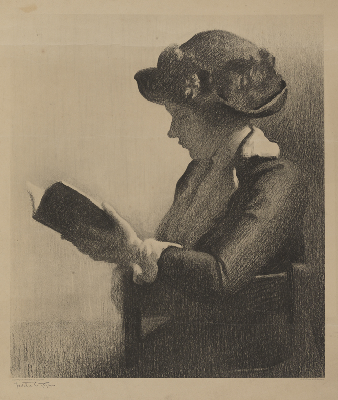 [A woman reading]