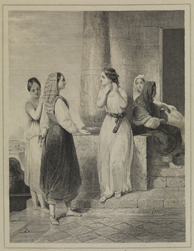 [Egyptian women on a porch]