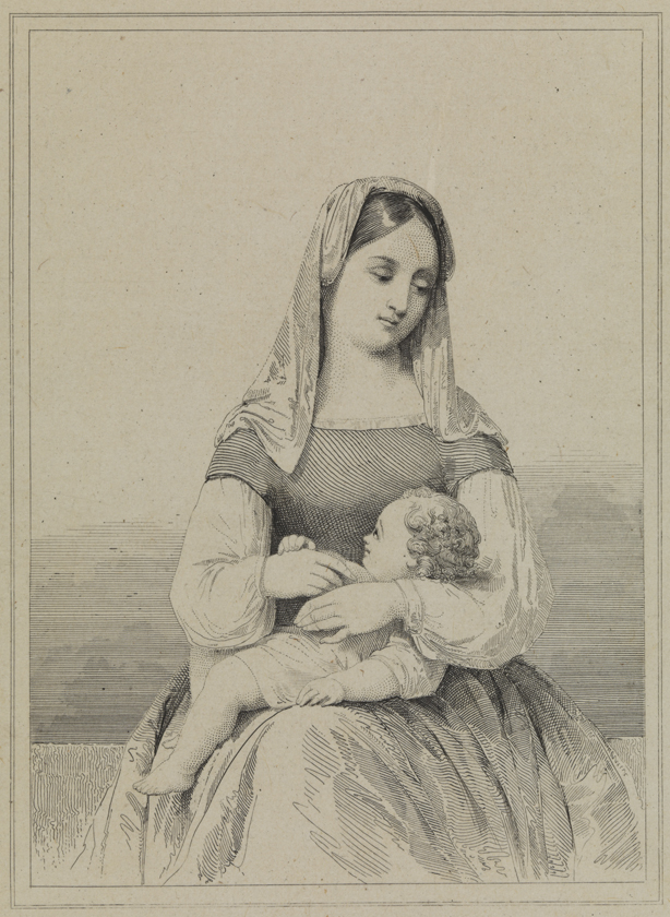 [Woman holding child]