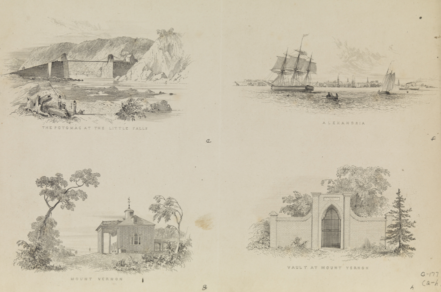 [The Potomac at Little Falls]; [Alexandria]; [Mount Vernon]; [Vault at Mount Vernon], (four images)