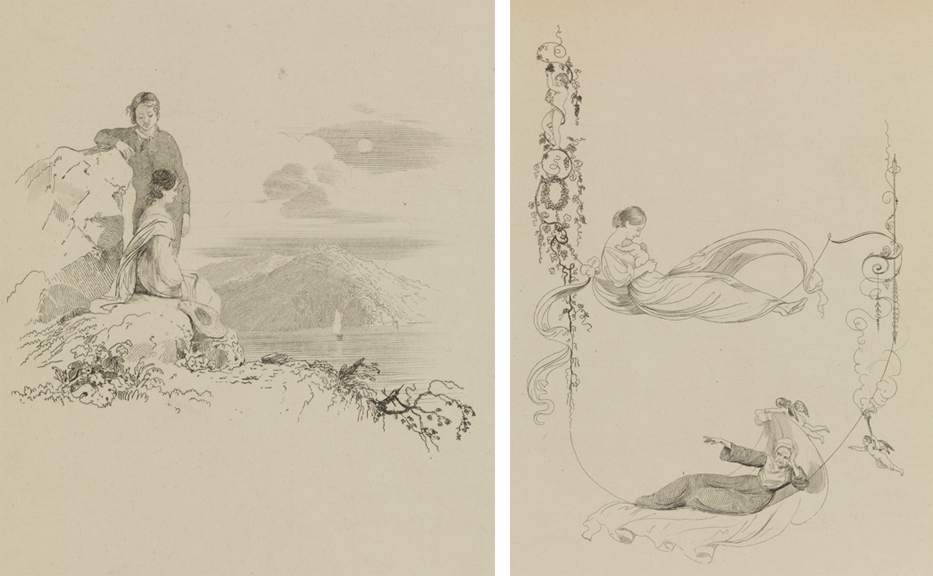 [Couple beside a lake];  [Woman, child and old woman (with decoration)