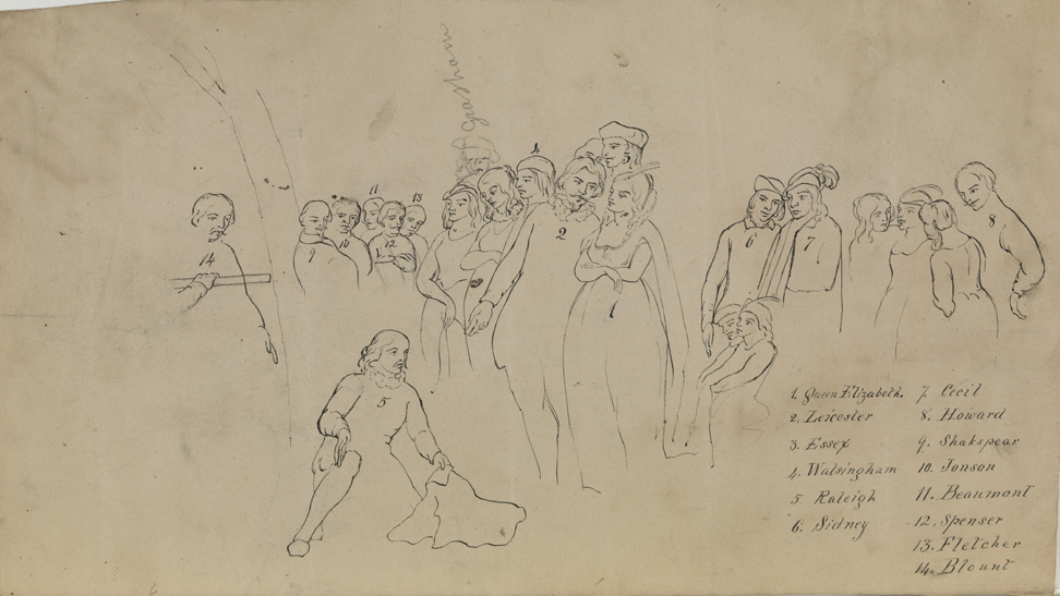 [Sir Walter Raleigh laying down his cloak for Queen Elizabeth]