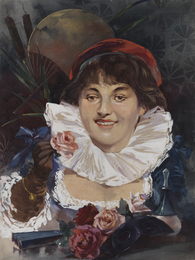 [Woman holding a rose]