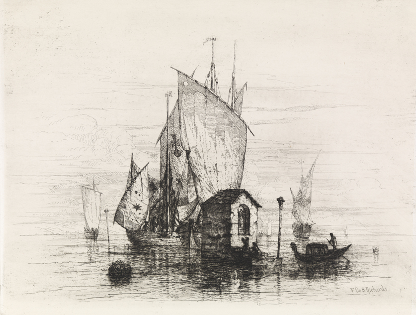 Fisherman's Chapel and Boats on the Lagoon near Venice