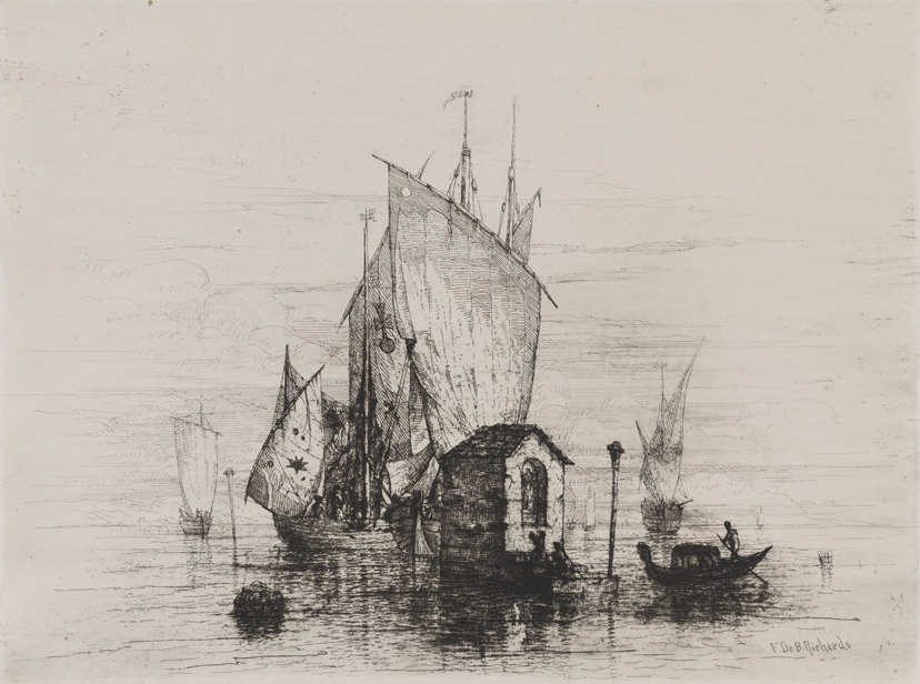 Fisherman's Chapel and Boats on the Lagoon near Venice