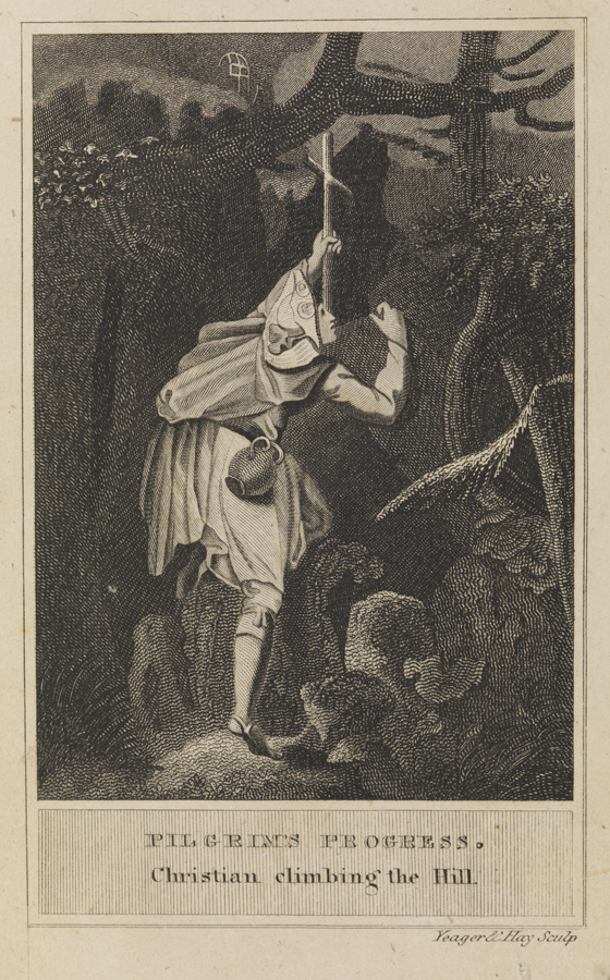 Pilgrim's Progress; Christian climbing the hill