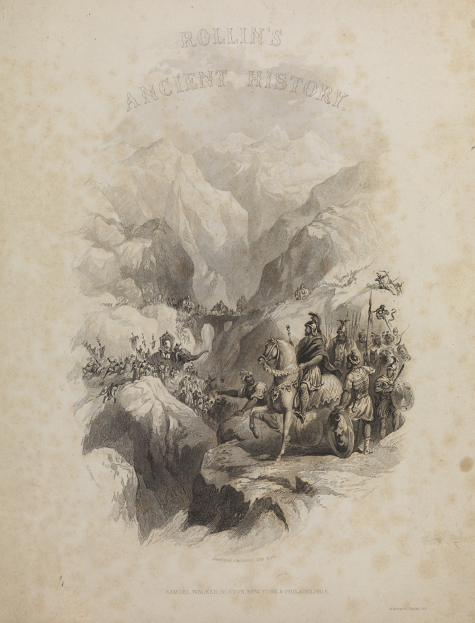 Hannibal Crossing the Alps [Title page for Rollin's "Ancient History"]
