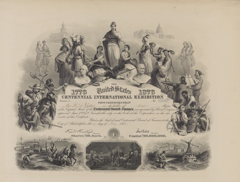 [Stock Certificate, U. S. Centennial Exhibition]
