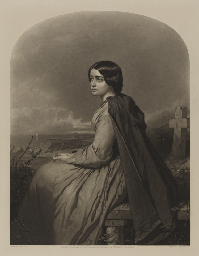 [Seated woman in cape]