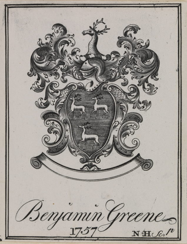[Bookplate of] Benjamin Greene