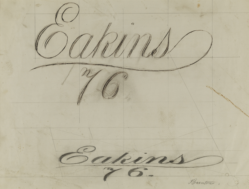 Portrait of Dr. John H. Brinton: Plan and Perspective Study of the Artist's Signature