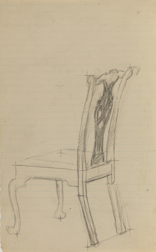 William Rush Carving: Study of Chippendale Chair (r and v)