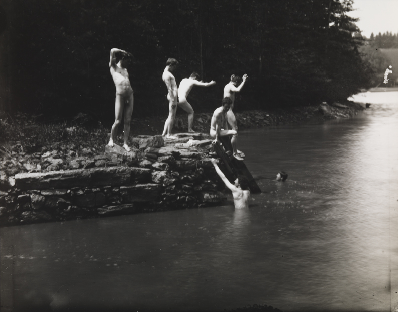 Thomas Eakins and students, swimming nude