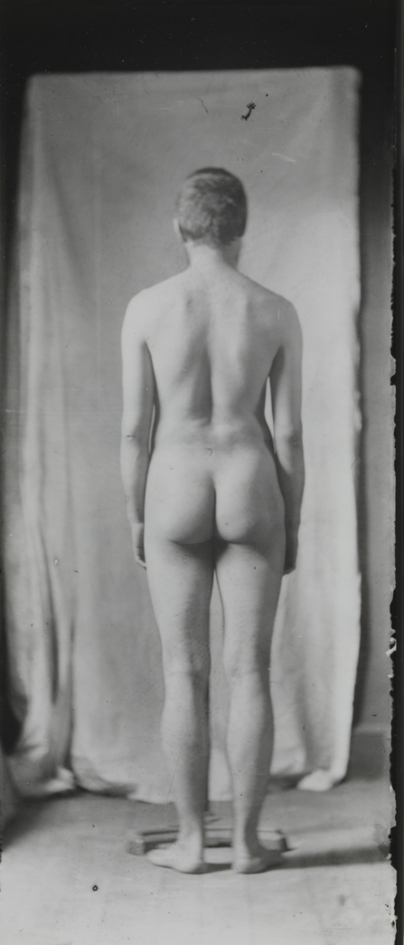 Naked series: Thomas Eakins in front of cloth backdrop, pose 8