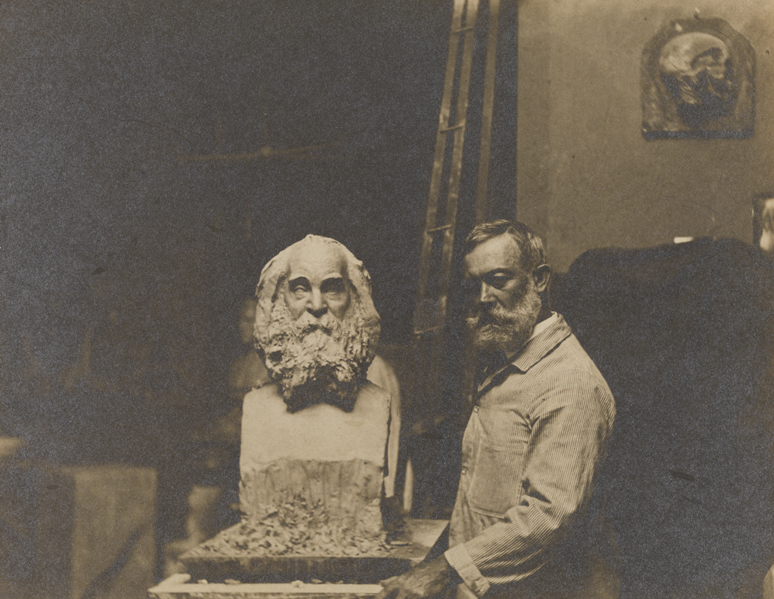 William R. O'Donovan with bust of Walt Whitman
