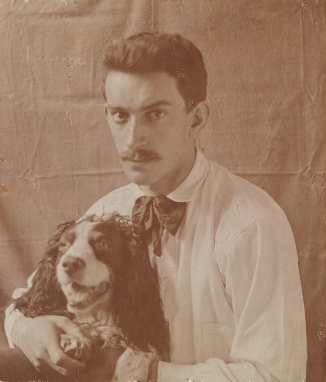 Frank B. A. Linton(?) with setter