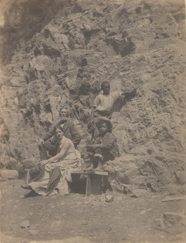 William H. Macdowell, Mary Macdowell, and two African-American boys at Clinch Mountain, Virginia