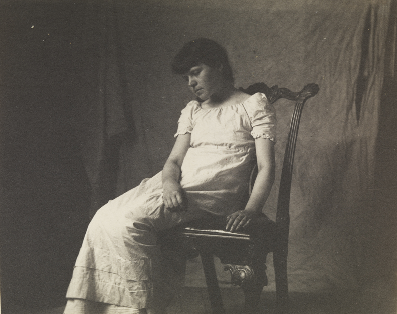 Lettie Willoughby sitting in Chippendale chair