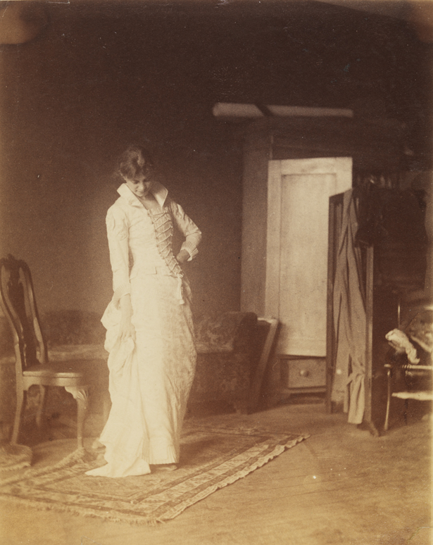 Woman in Laced-Bodice Dress