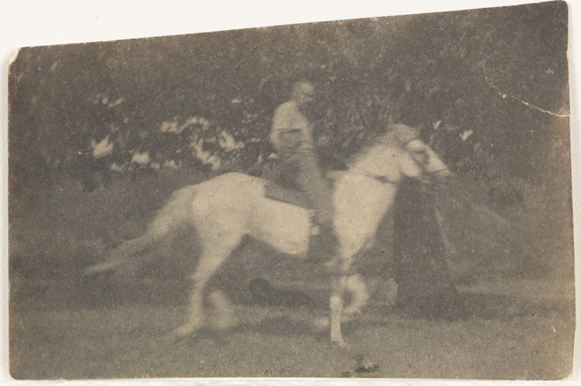 Thomas Eakins riding his horse Billy, facing right              