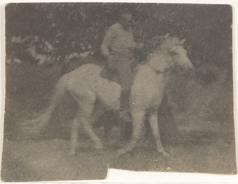 Thomas Eakins riding his horse Billy, facing right