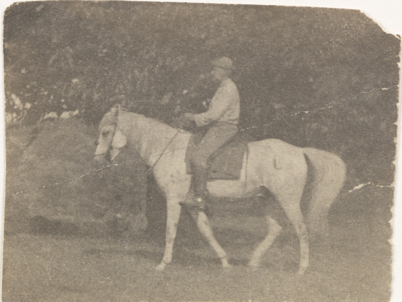 Thomas Eakins riding his horse Billy, facing left