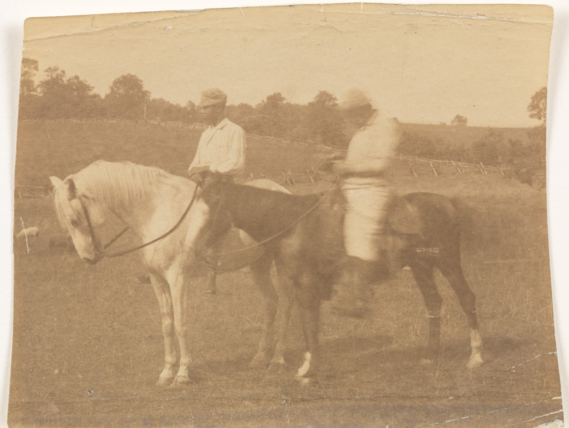 Crowell farmhand and Thomas Eakins on horses from Dakota Territory