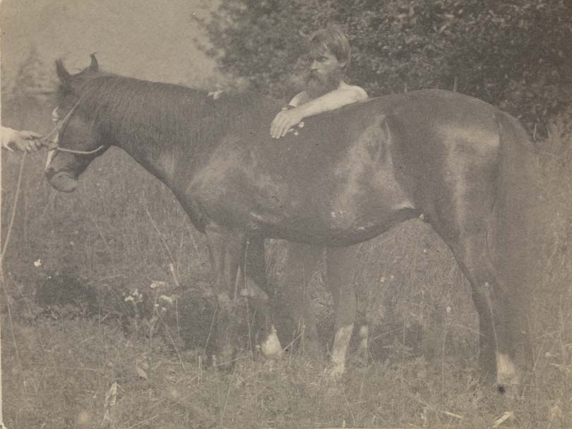 Samuel Murray clothed and Franklin Schenck nude, with Thomas Eakins's horse Baldy